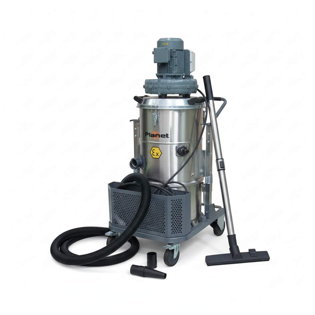 مكنسة شفط اتربة صناعي ضد الانفجار موديل PLANET 300S ATEX ماركة اي بي سي - 100 لتر 3000 وات 3 فاز ايطالي