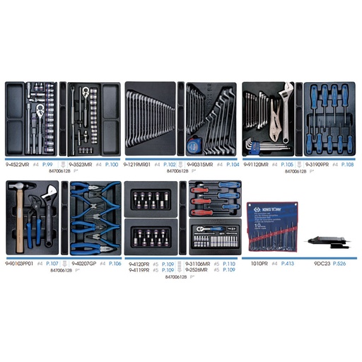 [170112] طقم عدة 173 قطعة تيواني خاصة بالتروللي 7 / 5 درج ماركة كينج توني KING TONY 932-008MRD