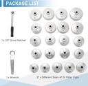 GEC DN-A1013 23PCS Aluminum Oil Filter Cap Wrench Set – Multi-Size for Asian & European Cars