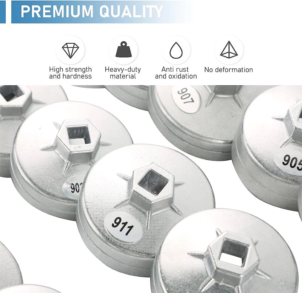 GEC DN-A1013 23PCS Aluminum Oil Filter Cap Wrench Set – Multi-Size for Asian & European Cars