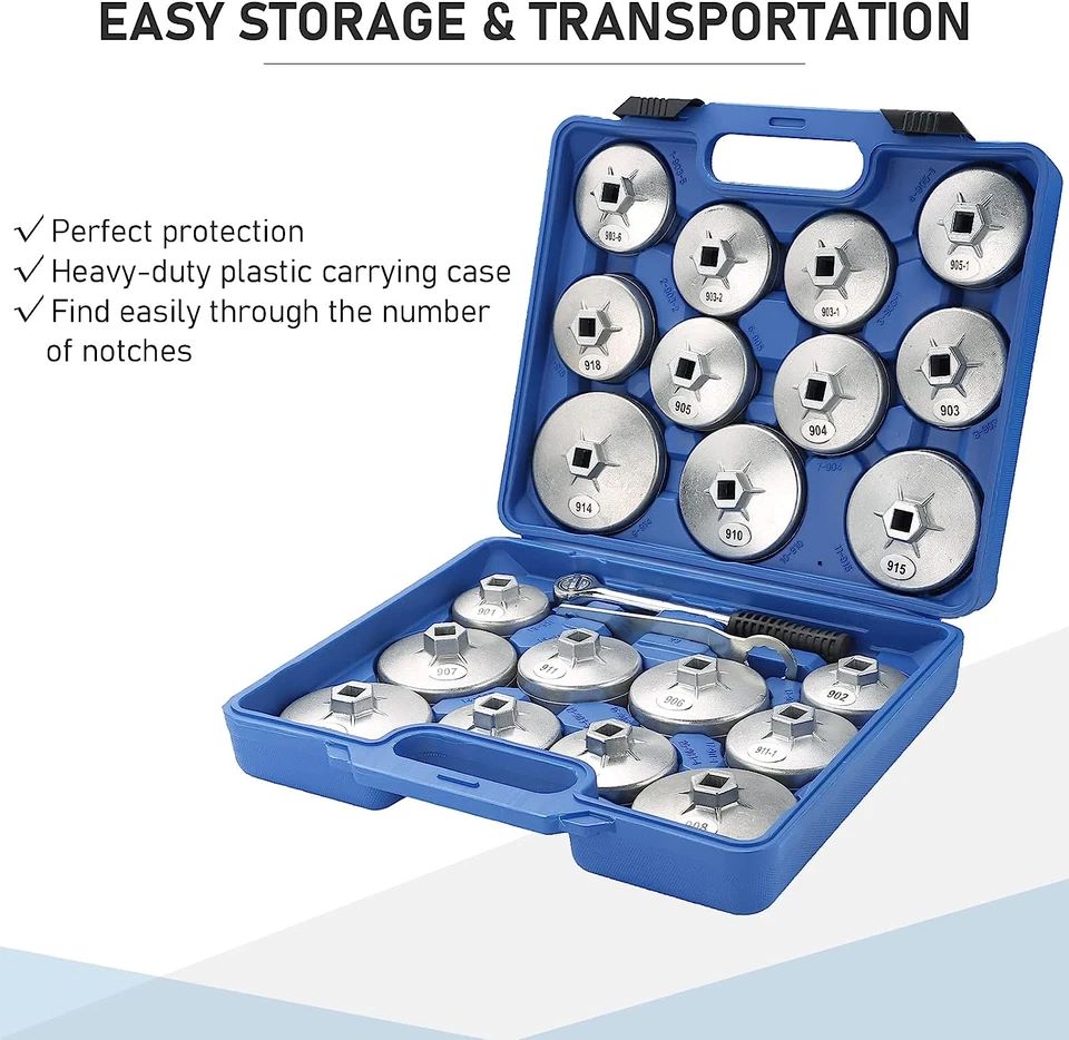 GEC DN-A1013 23PCS Aluminum Oil Filter Cap Wrench Set – Multi-Size for Asian & European Cars