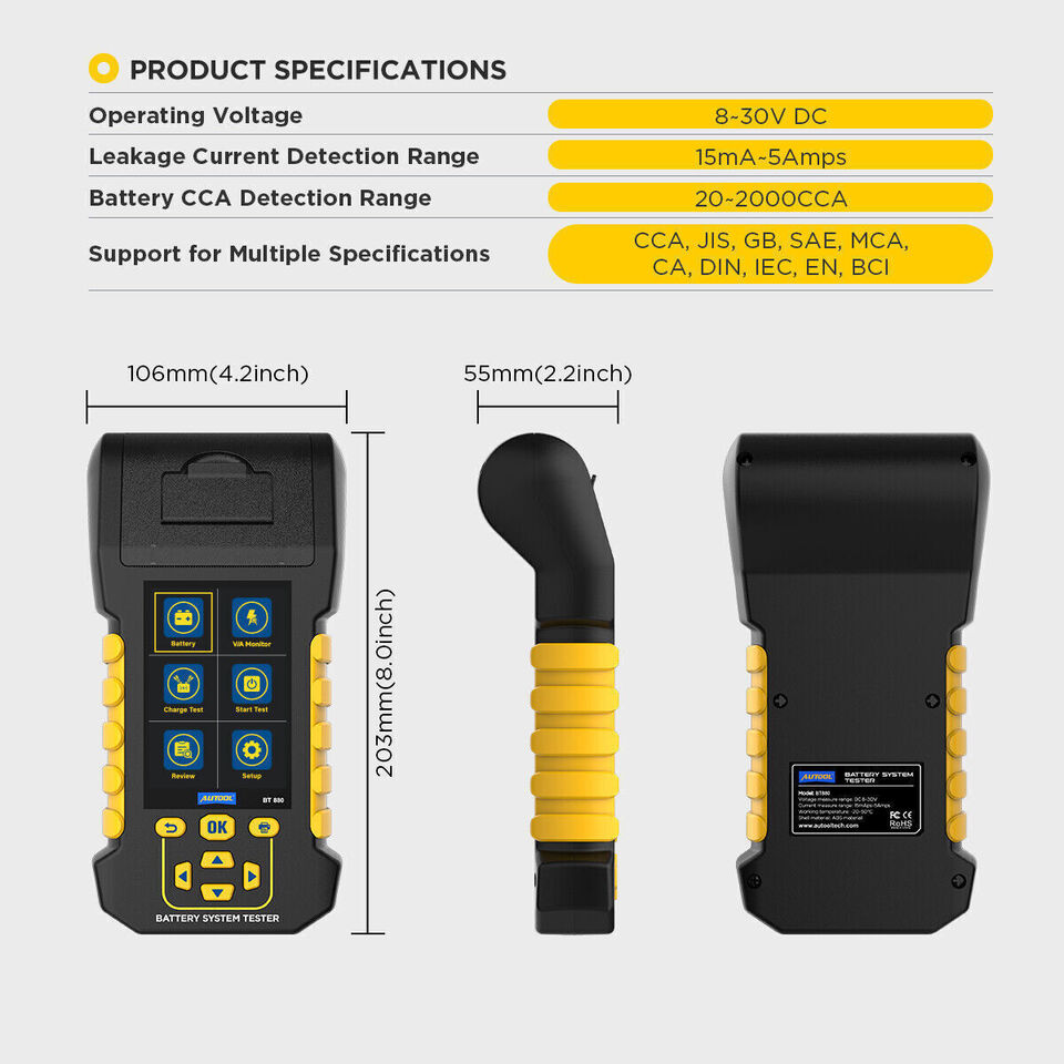 AUTOTOOl BT880 Battery System Tester With Monitor And Built In Printer 12V