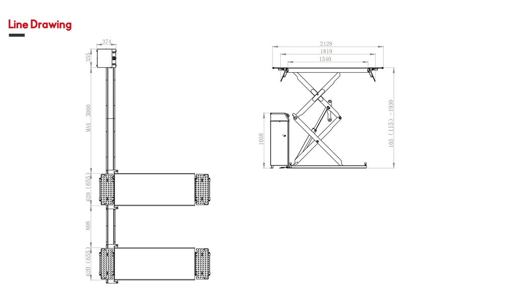 BRIGHT 3 Ton Ultra-Thin Scissor Lift SIGMA 300E