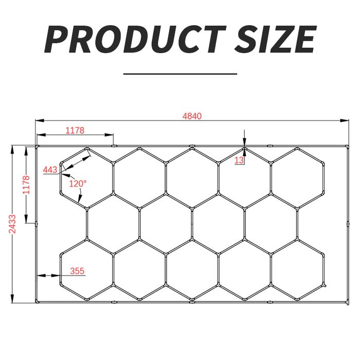 BROTHERS ZT6028 14PCs Hexagons Lighting System For Car Detailing & Washing Workshop / نظام اضاءة سقف سداسي (Hexagon) 14 خلية (اطار مستطيل) ماركة براذرز - موديل ZT6028