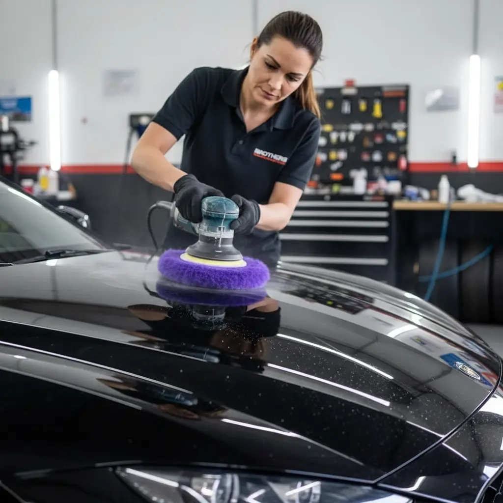 BROTHERS 5 Inch Purple Foamed Wool Buffing & Polishing صوفة موف امريكي 5 بوصة (شعر طويل) BR/WOOL PAD LONG HAIR