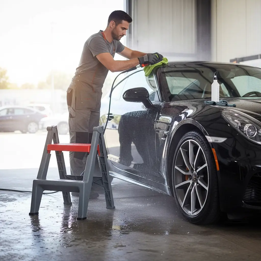 BROTHERS Folding 2-Step Ladder Stool For Detailing & Car Washing سلم برازرز لتنظيف السيارة من الاعلي BR/LADDER