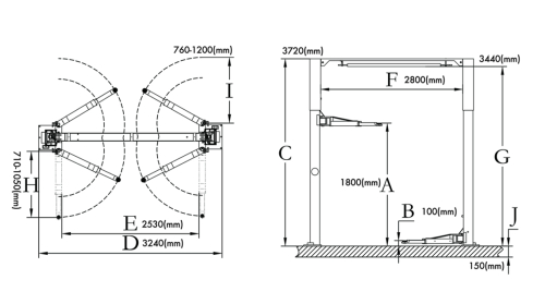 GEC QJ-Y-2-40D Overhead 2-Post Lift 4 Ton