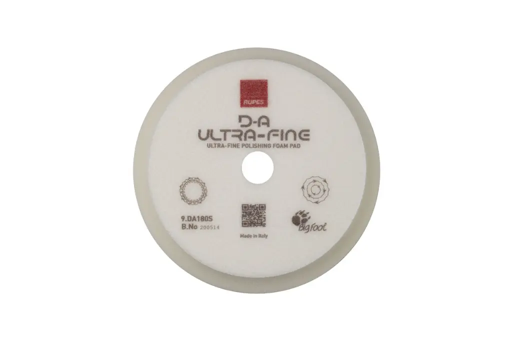RUPES D-A Ultra-Fine White Foam Polishing Pad 180mm 6 Inch / سفنجة تلميع فائقة النعومة دول اكشن ماركة روبيس موديل D-A Ultra-Fine ايطالي - مقاس 6 بوصة (لون أبيض)