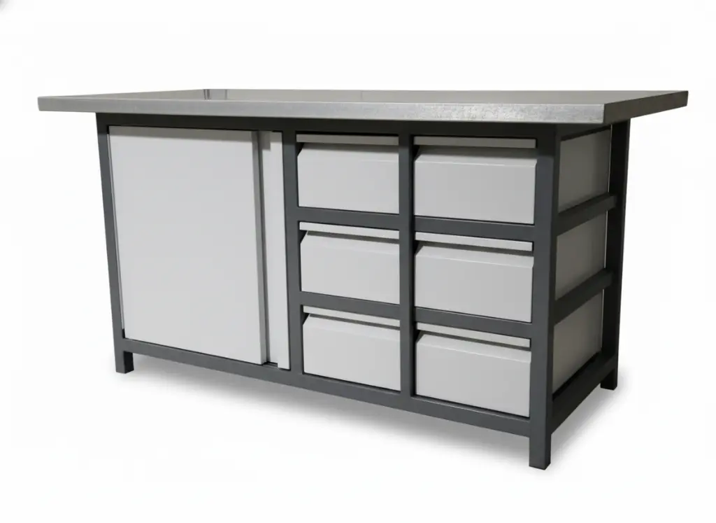 GEC Workshop Work table With 7 Drawers (1.5m * 70cm * 86cm) / تزجة ورشة 7 درج ماركة جي اي سي - بنش عمل وتخزين عدة (1.5 متر)