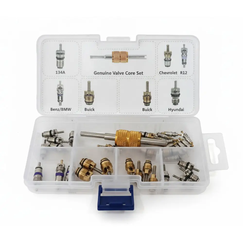 GEC Universal A/C Valve Core Assortment Kit with Tool / طقم إبر بلوف تكييف السيارات الشامل مع مفك ابر ماركة جي اي سي