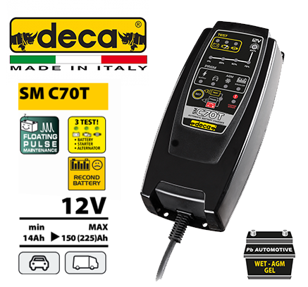 DECA SM C70T Automatic Battery Charger With Program For Charge Conservation (Pulse Recharge) 12V / 14>150Ah