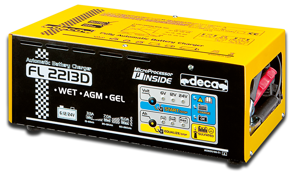 DECA FL 2213D Battery Charger Built With Electron Charge Control & Charging Conservation "Floating" 6-12-24V / 15>260Ah