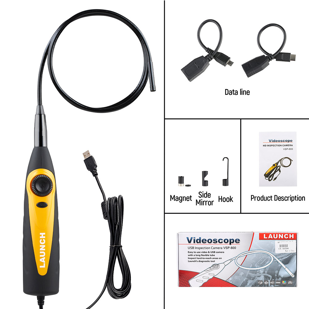 LAUNCH VSP-600 Inspection Camera Videoscope Borescope With 7mm USB For Viewing / Capturing Images Of Hard To Reach Areas