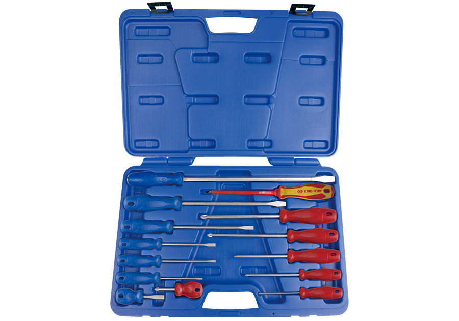 KING TONY 35114MR 14 PCS Standard & Go Thru Screwdriver Set