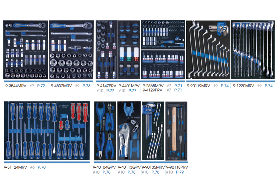 KING TONY 934-010MRVD 286 PCS Tool Trolley Cart Set For 7 & 5 Drawers Trolley