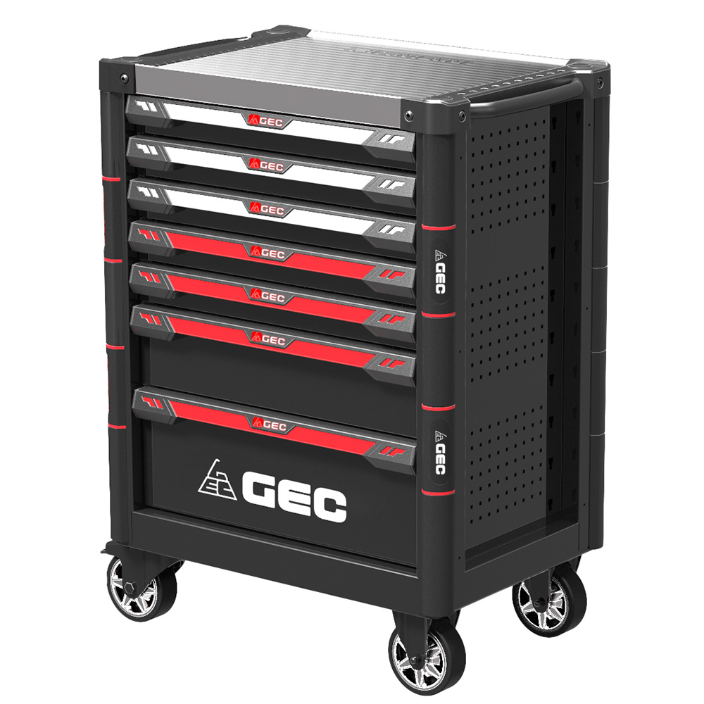 GEC 7 Professional Drawers Ball Bearing Tool Trolley Cart 266 PCS