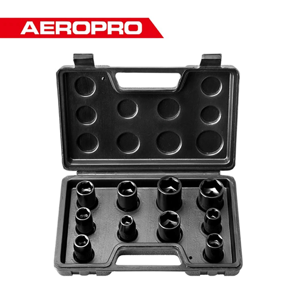 AEROPRO AP7006 10 PCS Shallow Impact Wrench Sockets 11-24mm