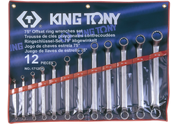 [170337] KING TONY 1712MR 12 PCS 75° Offset Ring Wrench Set 6~32 mm
