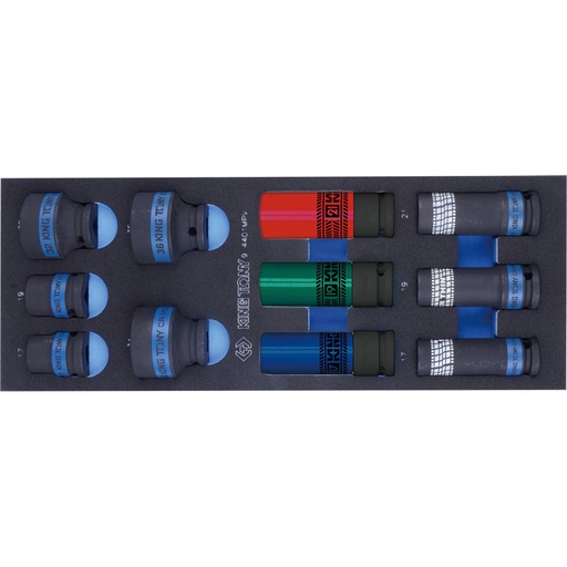 [17054] KING TONY 9-4401MPV 11 PCS 1/2" DR. 6 Point Impact Socket Set
